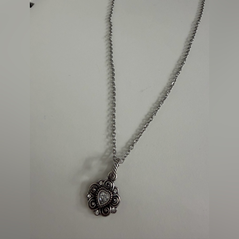 Brighton Vintage Sterling Silver Reversible Crystal Pendant Necklace